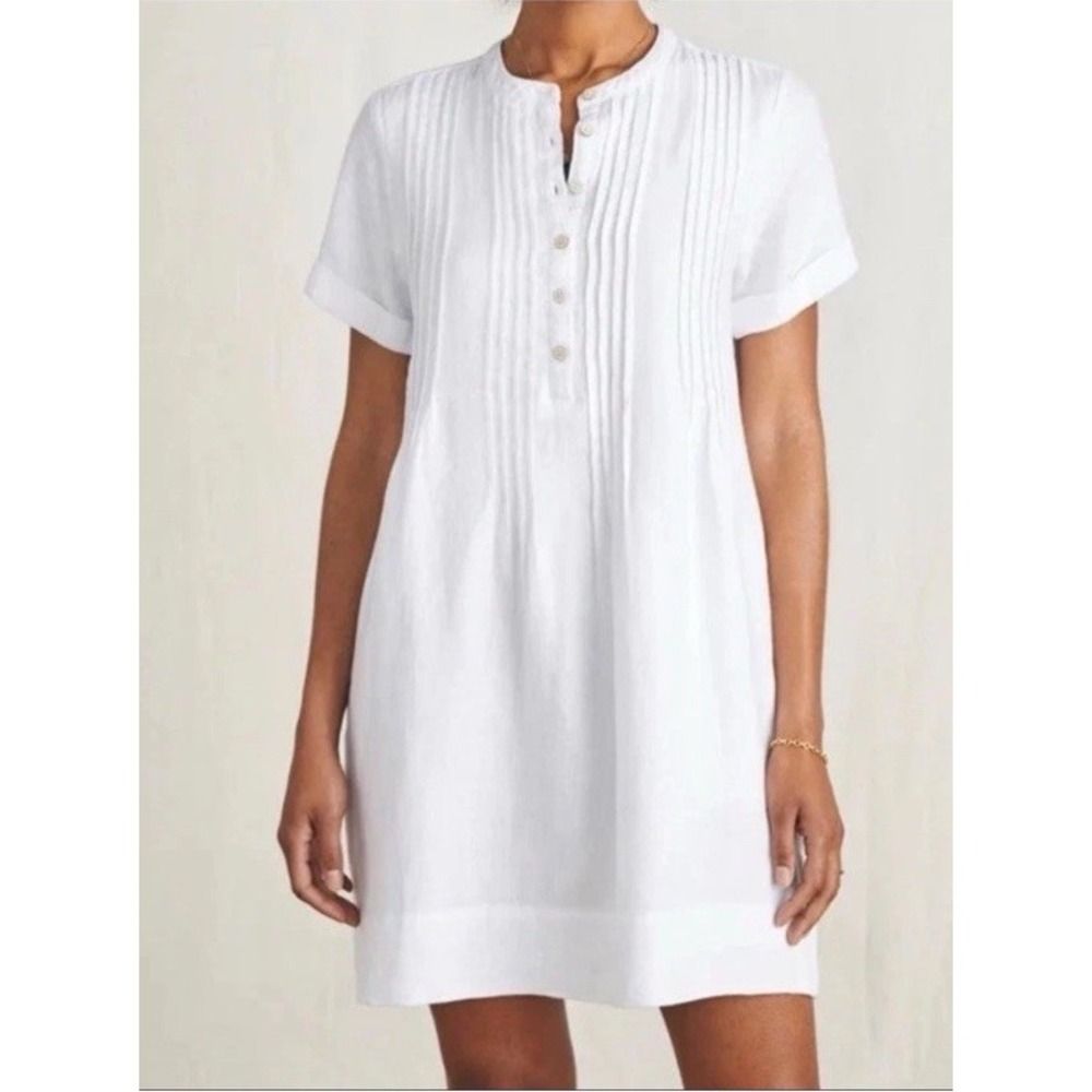 Faherty Small Isha Gemina Dress White $178 Vacay Resort Coastal Pockets